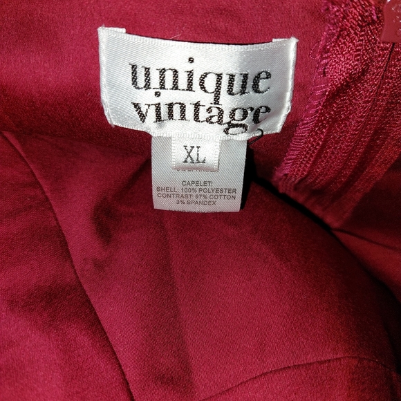 Unique Vintage Maroon Retro 1950s Sleeveless Midi Dress Sz XL - Picture 9 of 9